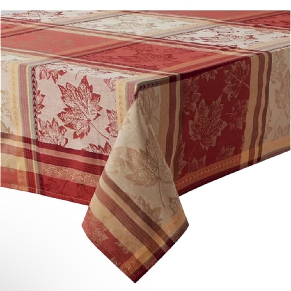 Town and Country Emmerson Jacquard Tablecloth with Autumn Leaves 60 x 102 -  NIP
